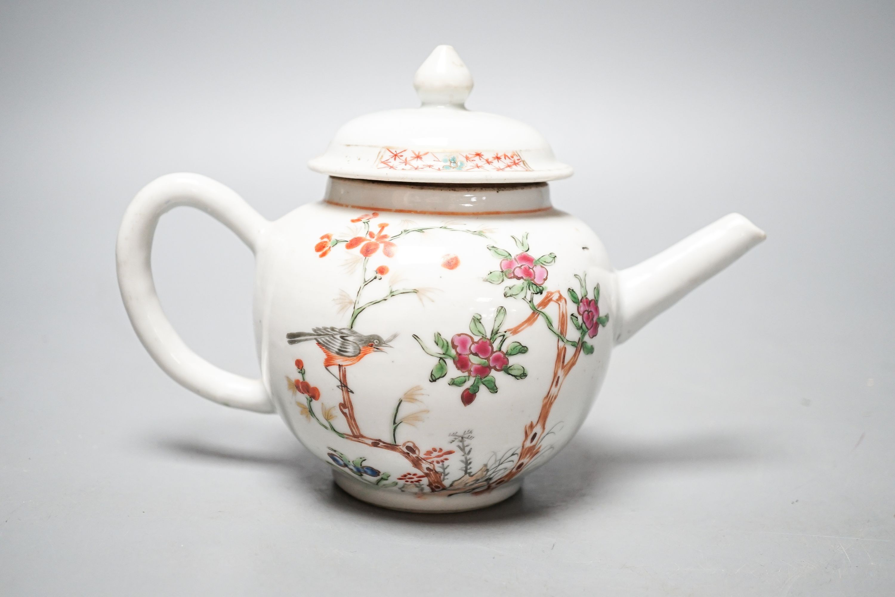 An 18th century Chinese famille rose teapot and associated cover 13cm